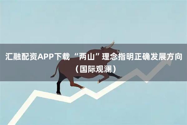 汇融配资APP下载 “两山”理念指明正确发展方向（国际观澜）